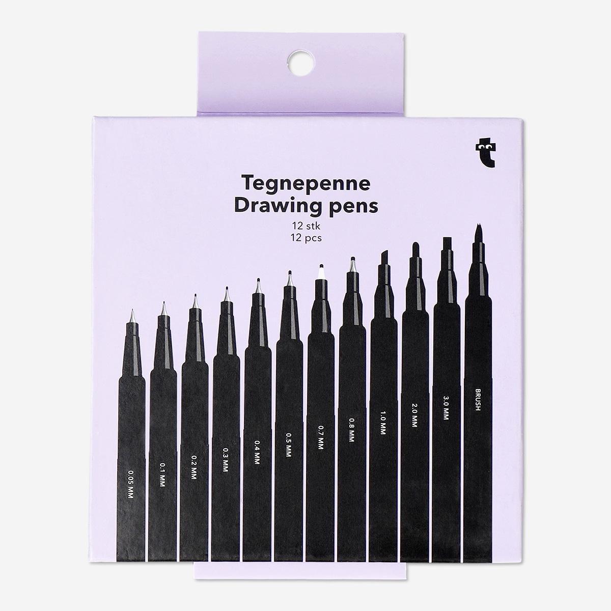 Black drawing and calligraphy pens - 12 pcs
