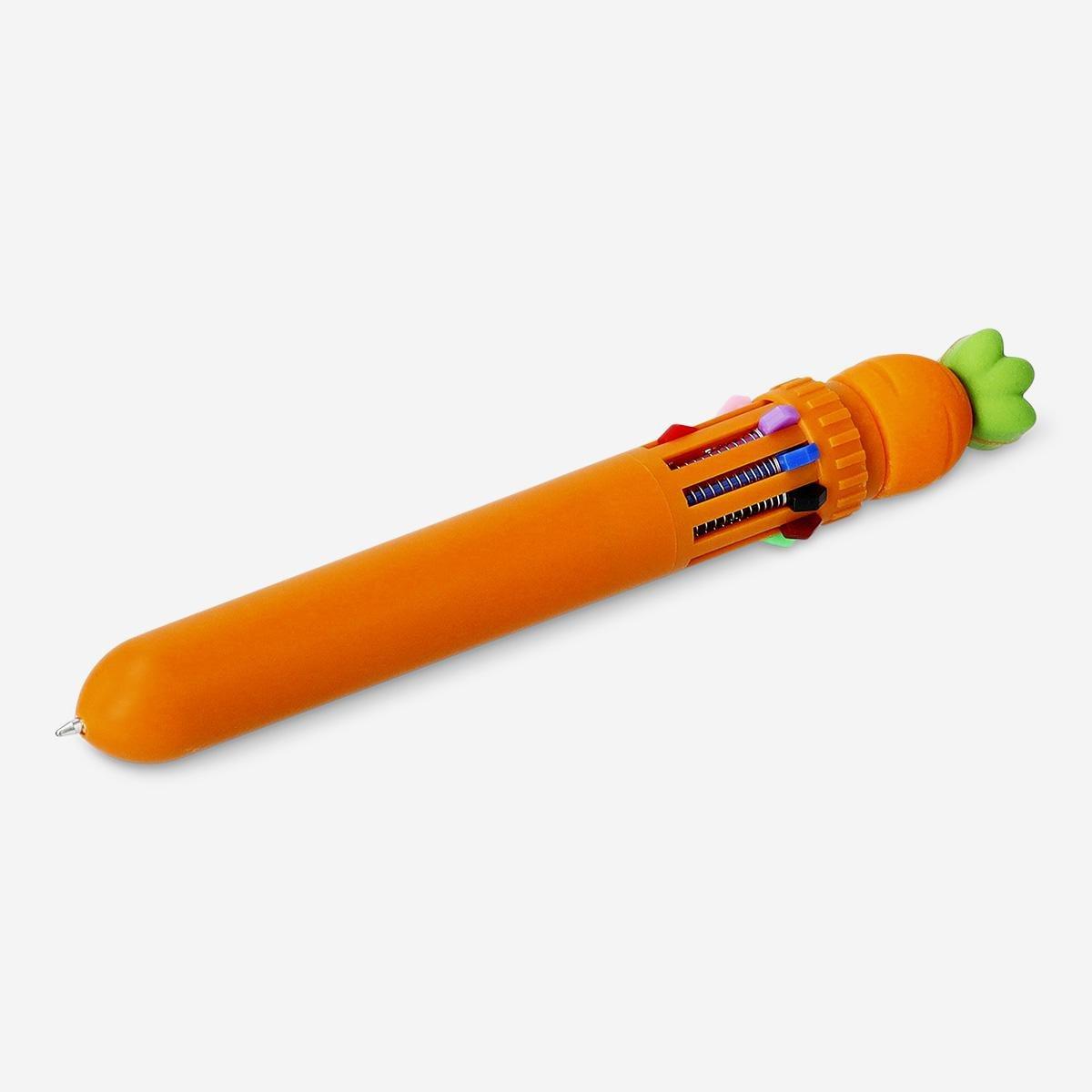 Orange Carrot Shaped Multicolour Coloured Ballpoint Pen