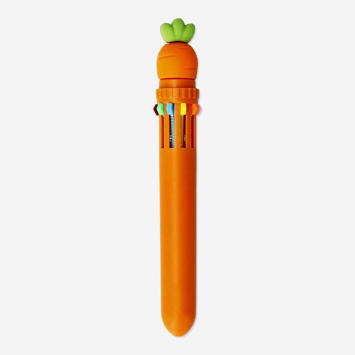 Orange Carrot Shaped Multicolour Coloured Ballpoint Pen