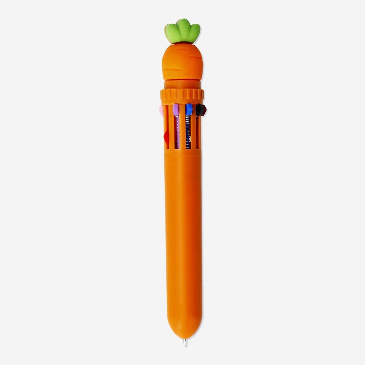 Orange Carrot Shaped Multicolour Coloured Ballpoint Pen