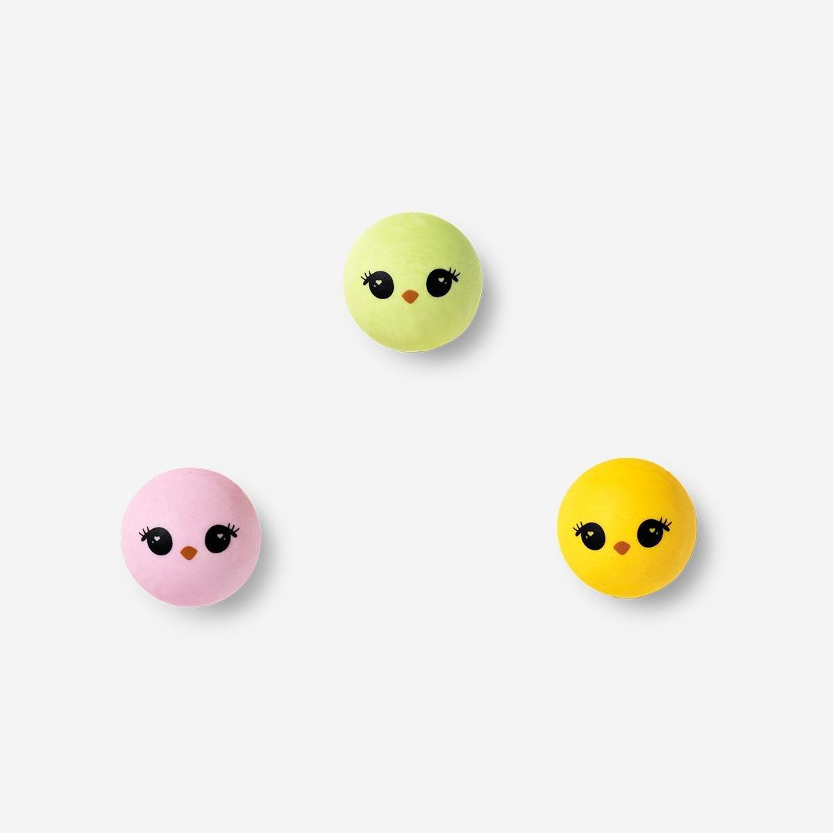 Multicolour Bouncing Chicken Shaped Erasers - 3 Pcs