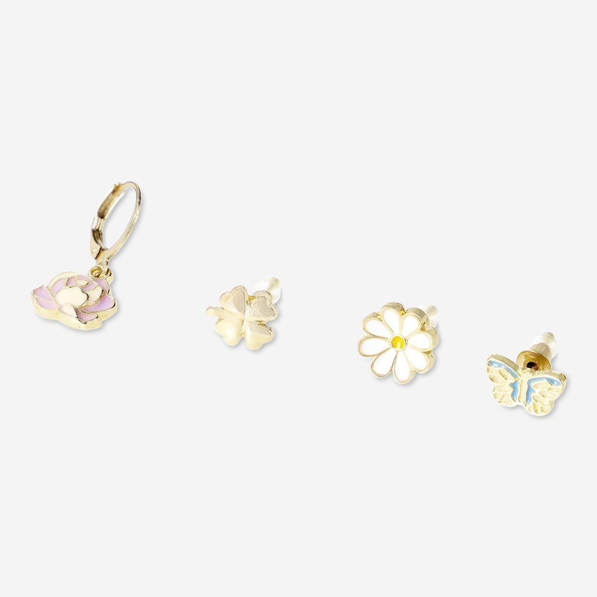 Multicolour Spring Themed Earrings - 4 Pcs