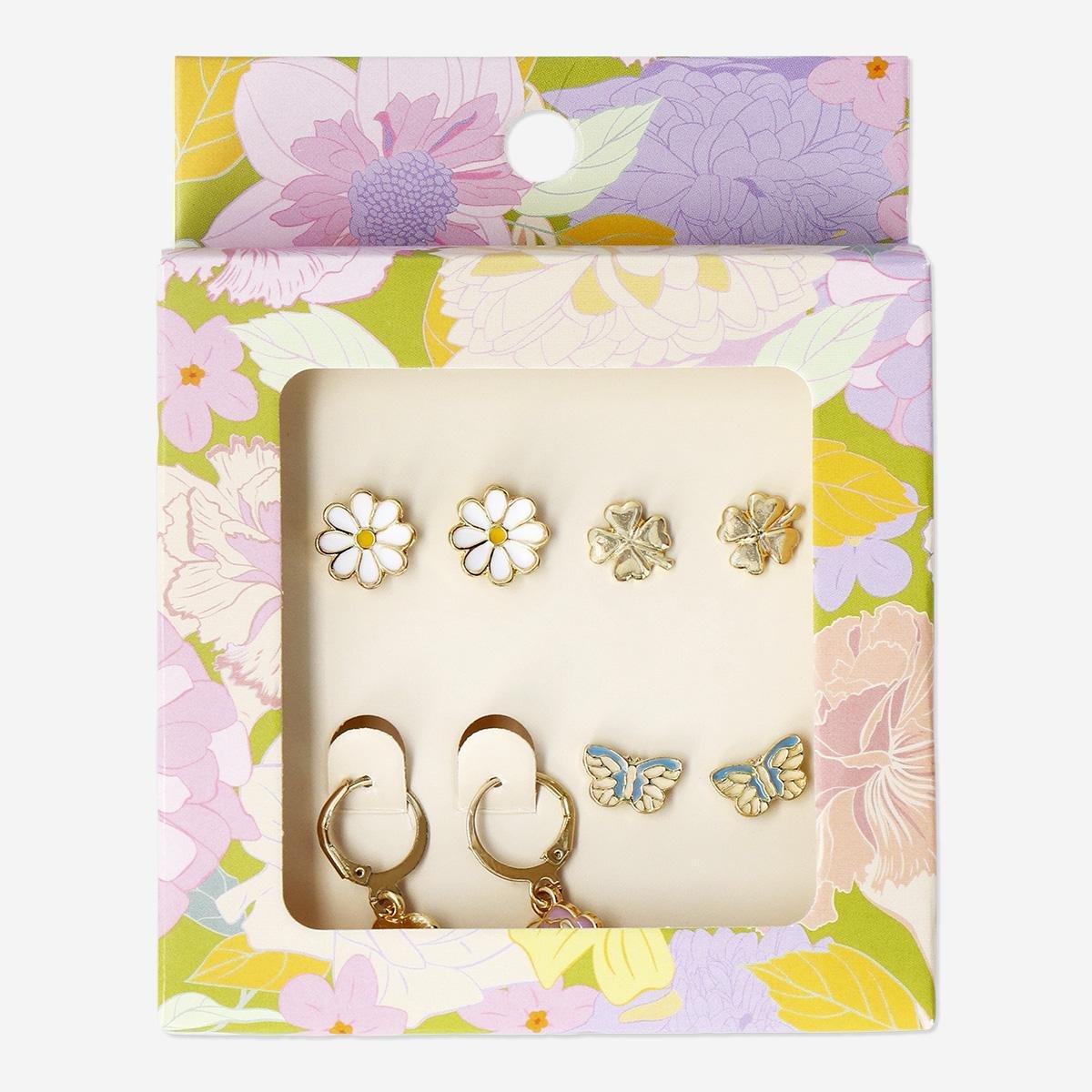 Multicolour Spring Themed Earrings - 4 Pcs