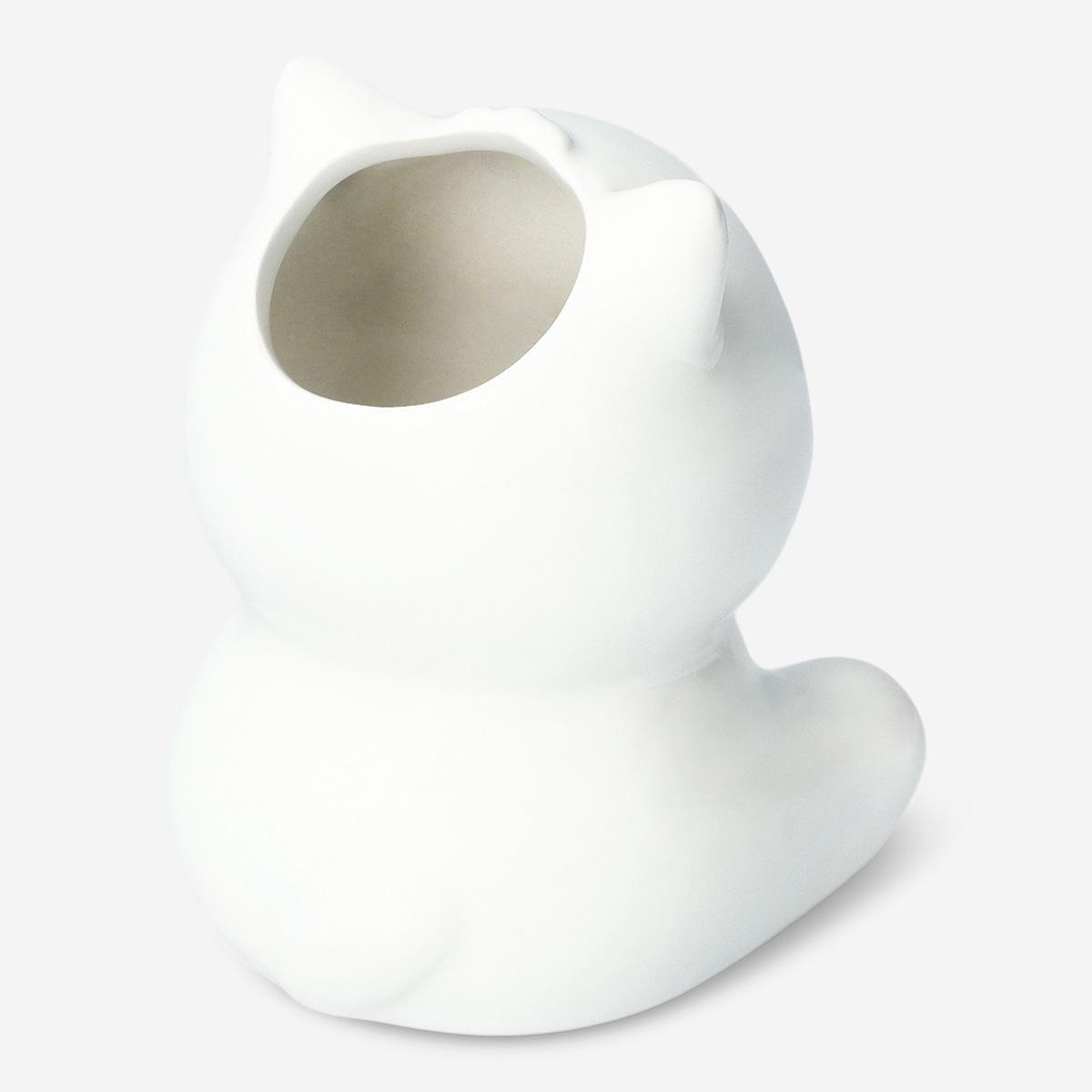 White Cat Shaped Pencil Holder