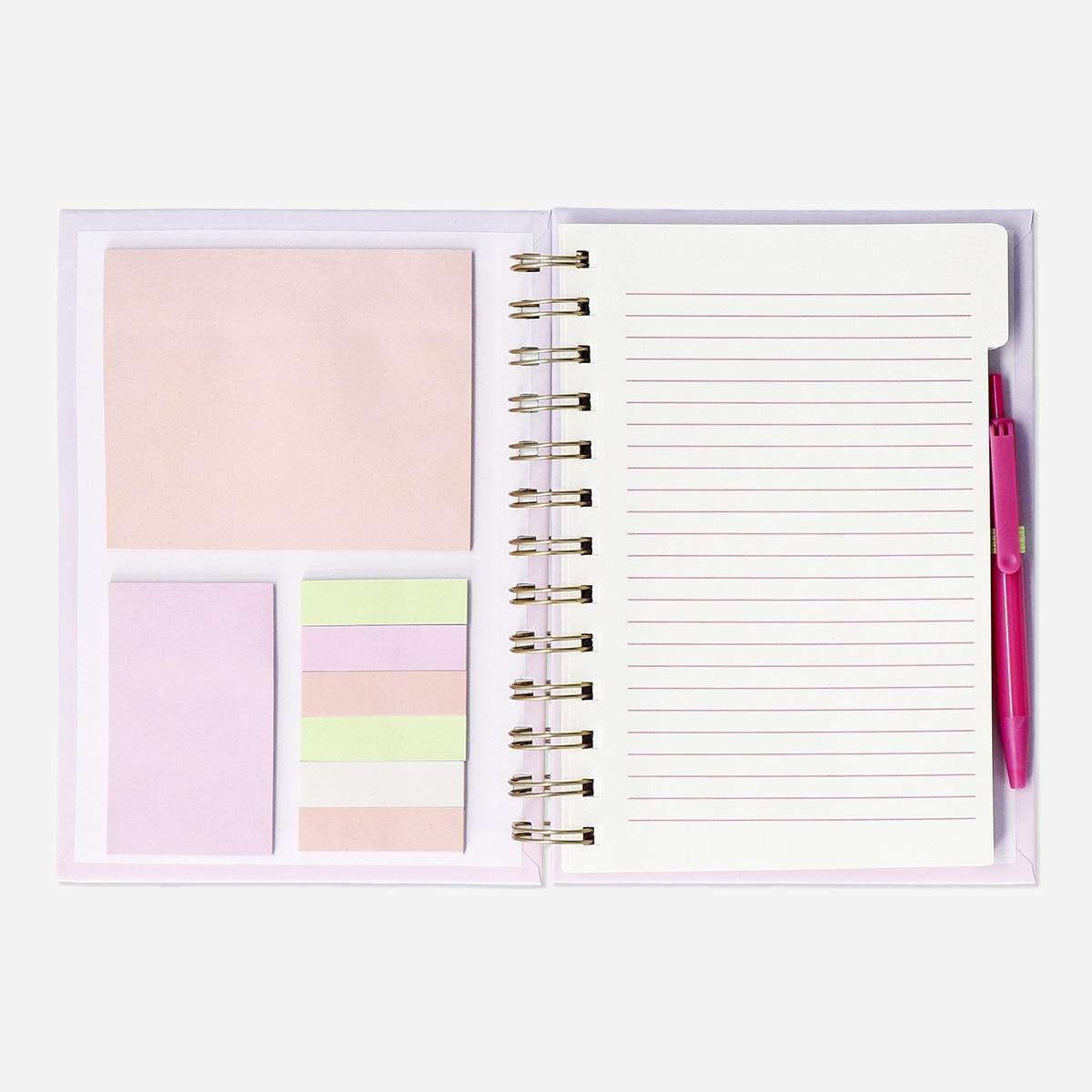 Multicolour Notebook With Ballpoint Pen And Sticky Memos