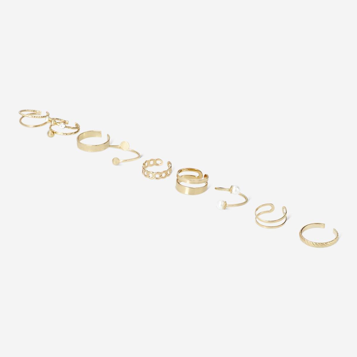 Gold Adjustable Gold Rings - 9 Pcs