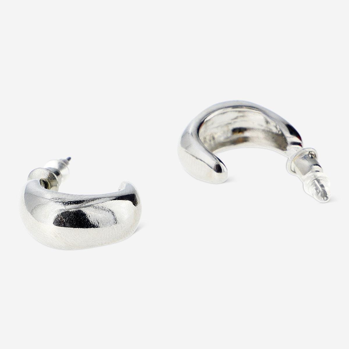 Silver Chunky Hoop Earrings - 2 Pcs