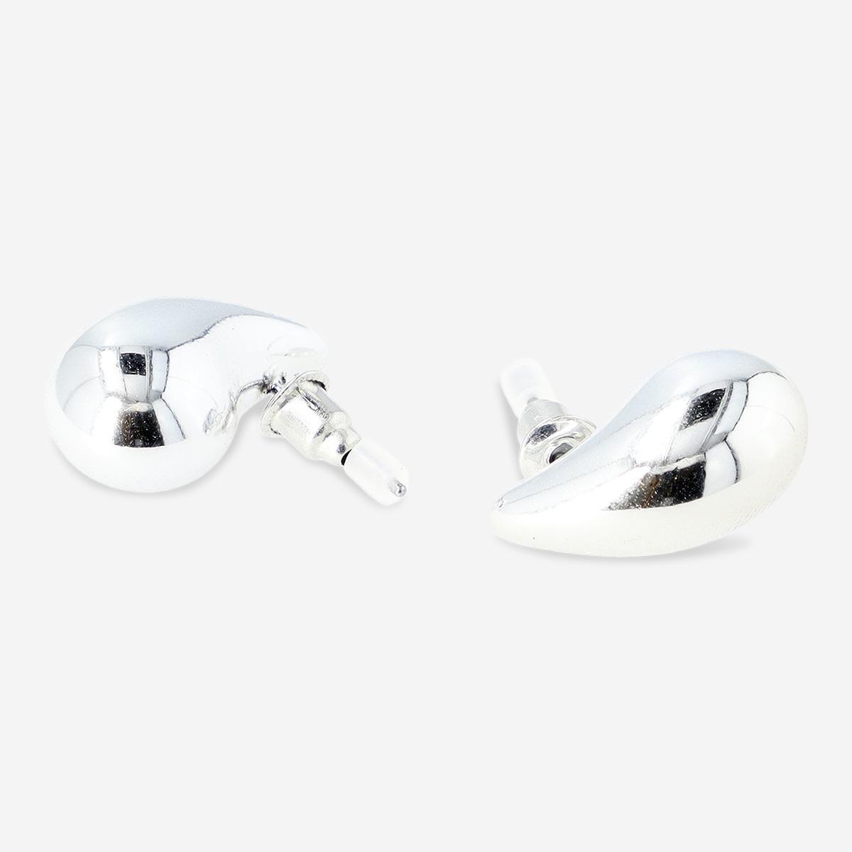Silver Chunky Teardrop Earrings - 2 Pcs