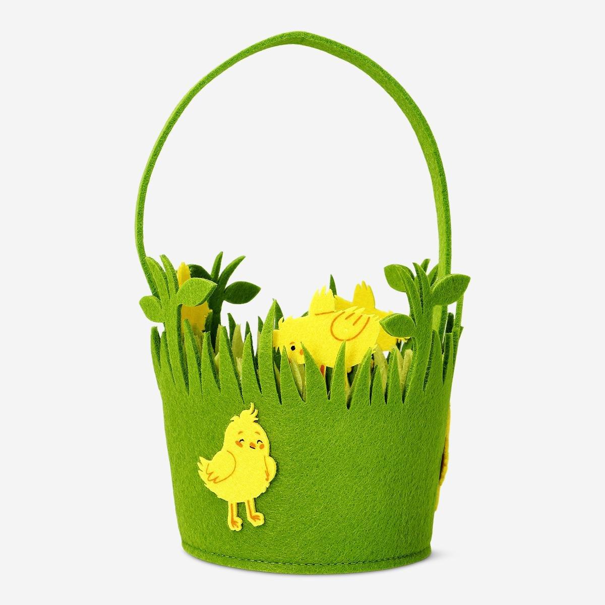 Green Felt Chicks Easter Bag