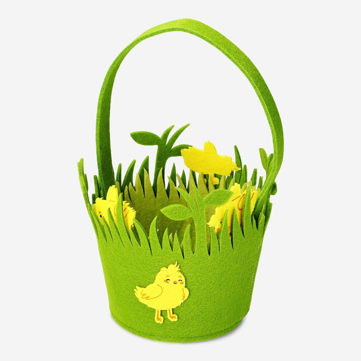 Green Felt Chicks Easter Bag