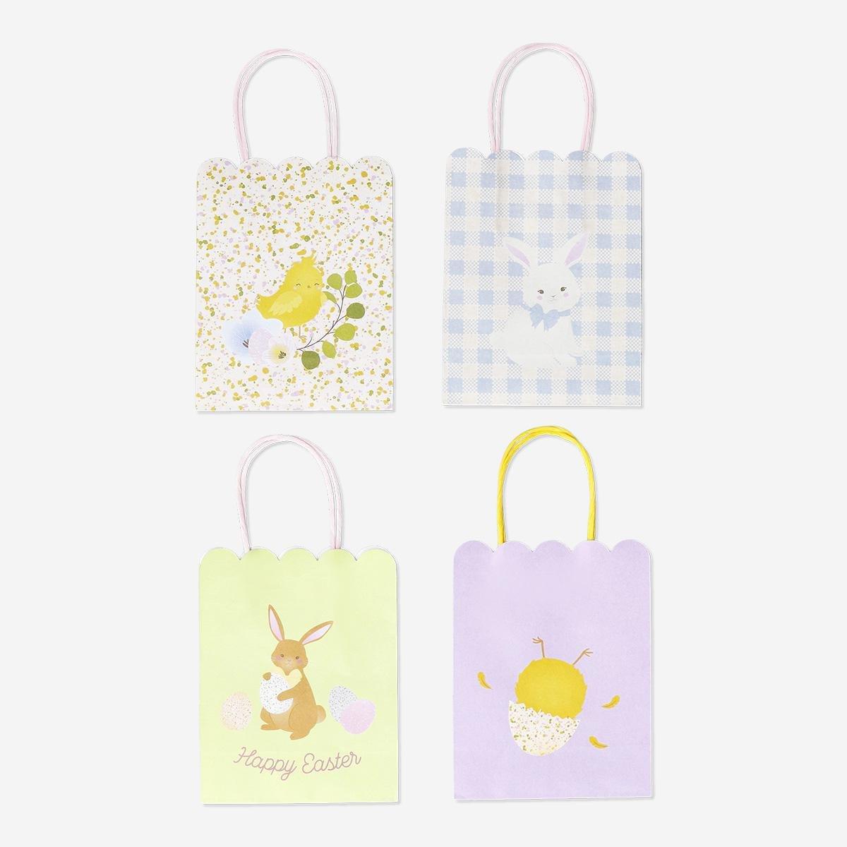 Multicolour Scalloped Edges Gift Bags - 4 Pcs