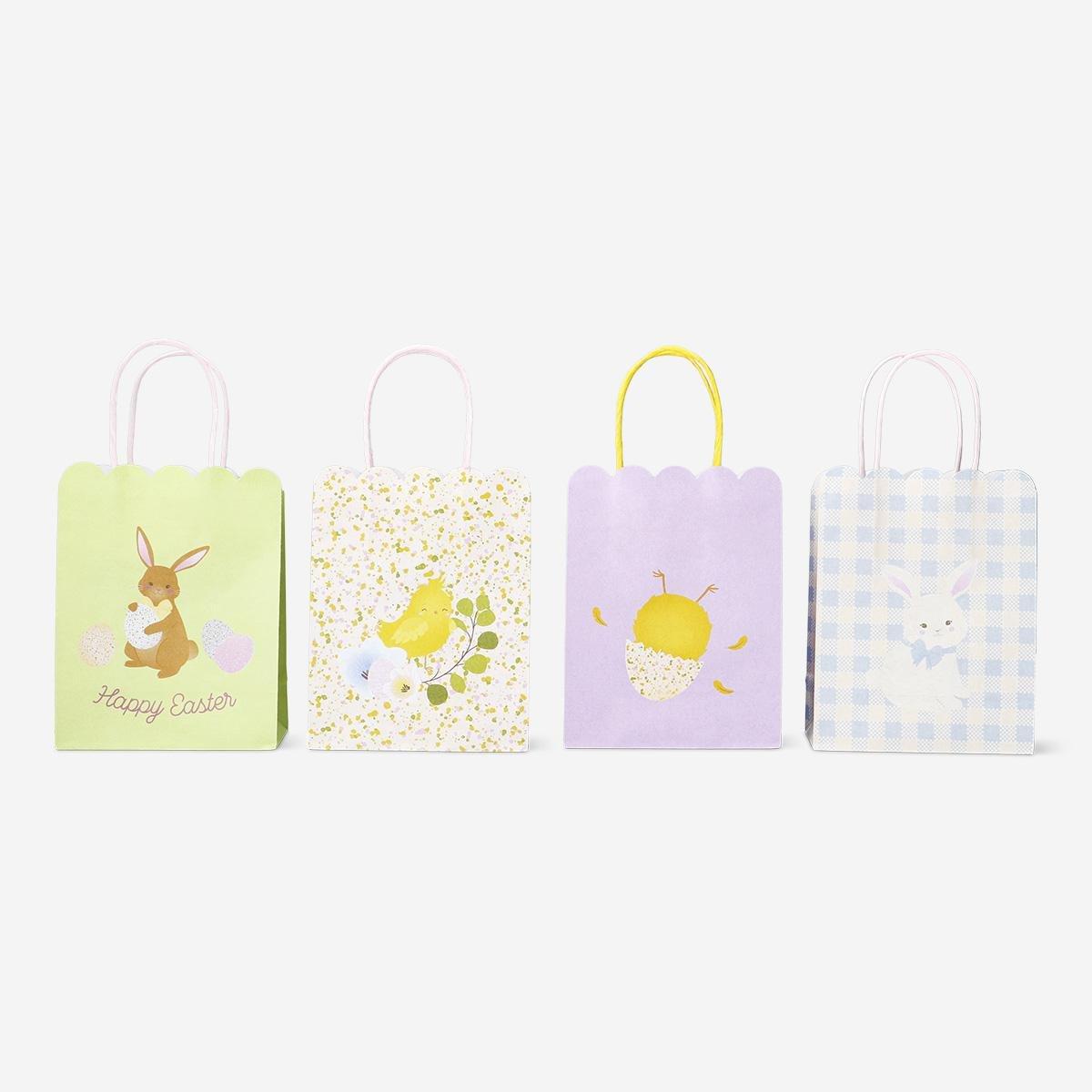 Multicolour Scalloped Edges Gift Bags - 4 Pcs