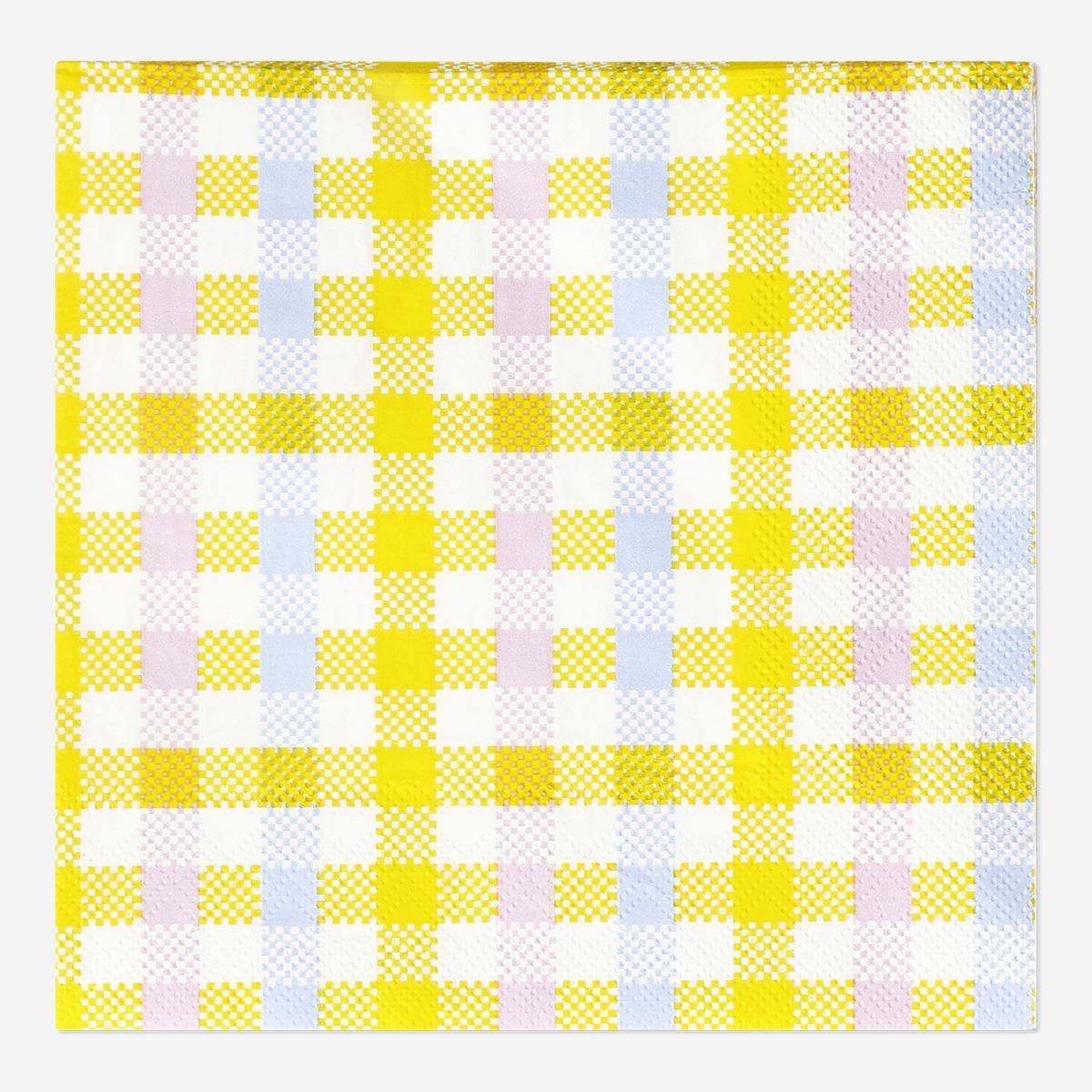 Multicolour Checkered Napkins - 16 Pcs