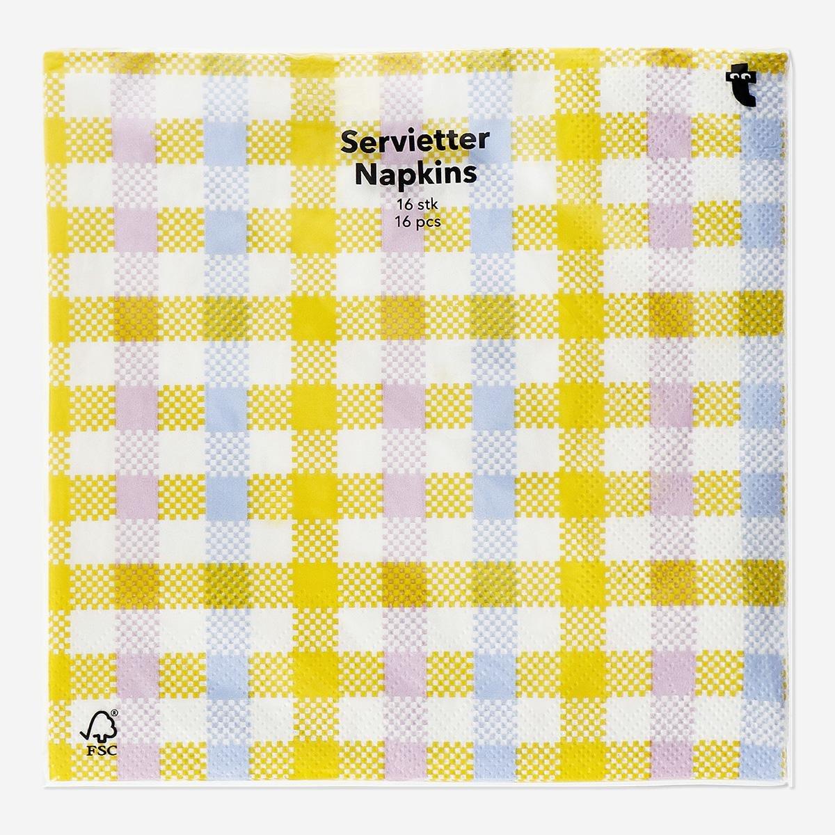 Multicolour Checkered Napkins - 16 Pcs