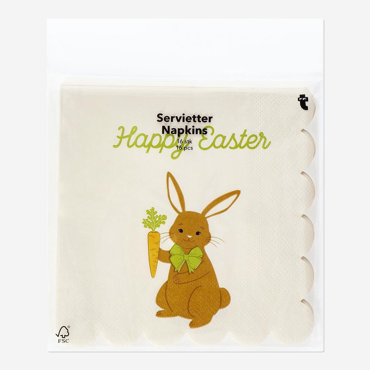 Multicolour Napkins With Easter Bunny - 16 Pcs