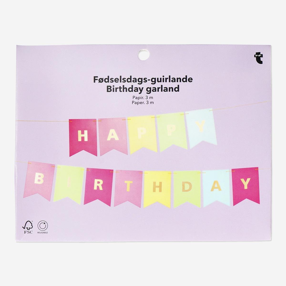 Multicolour Happy Birthday Garland - 300 Cm