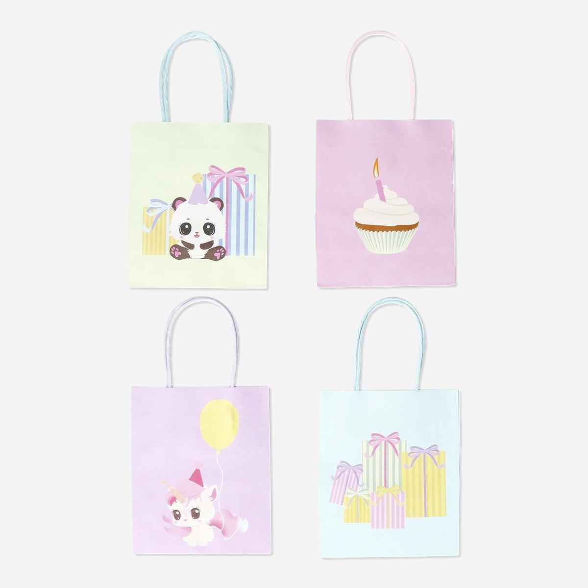 Multicolour Set Of Gift Bags With Birthday Print - 4 Pcs