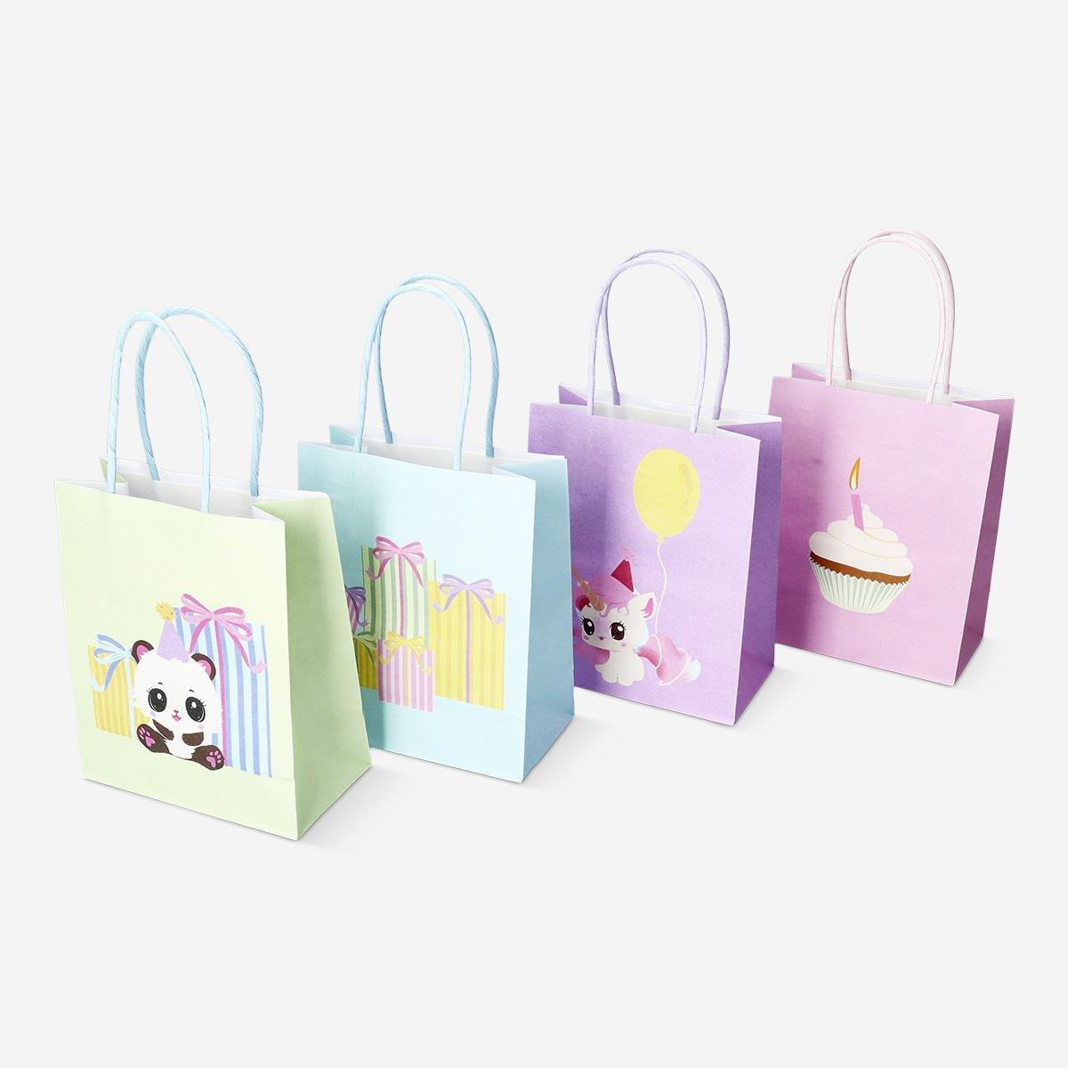 Multicolour Set Of Gift Bags With Birthday Print - 4 Pcs