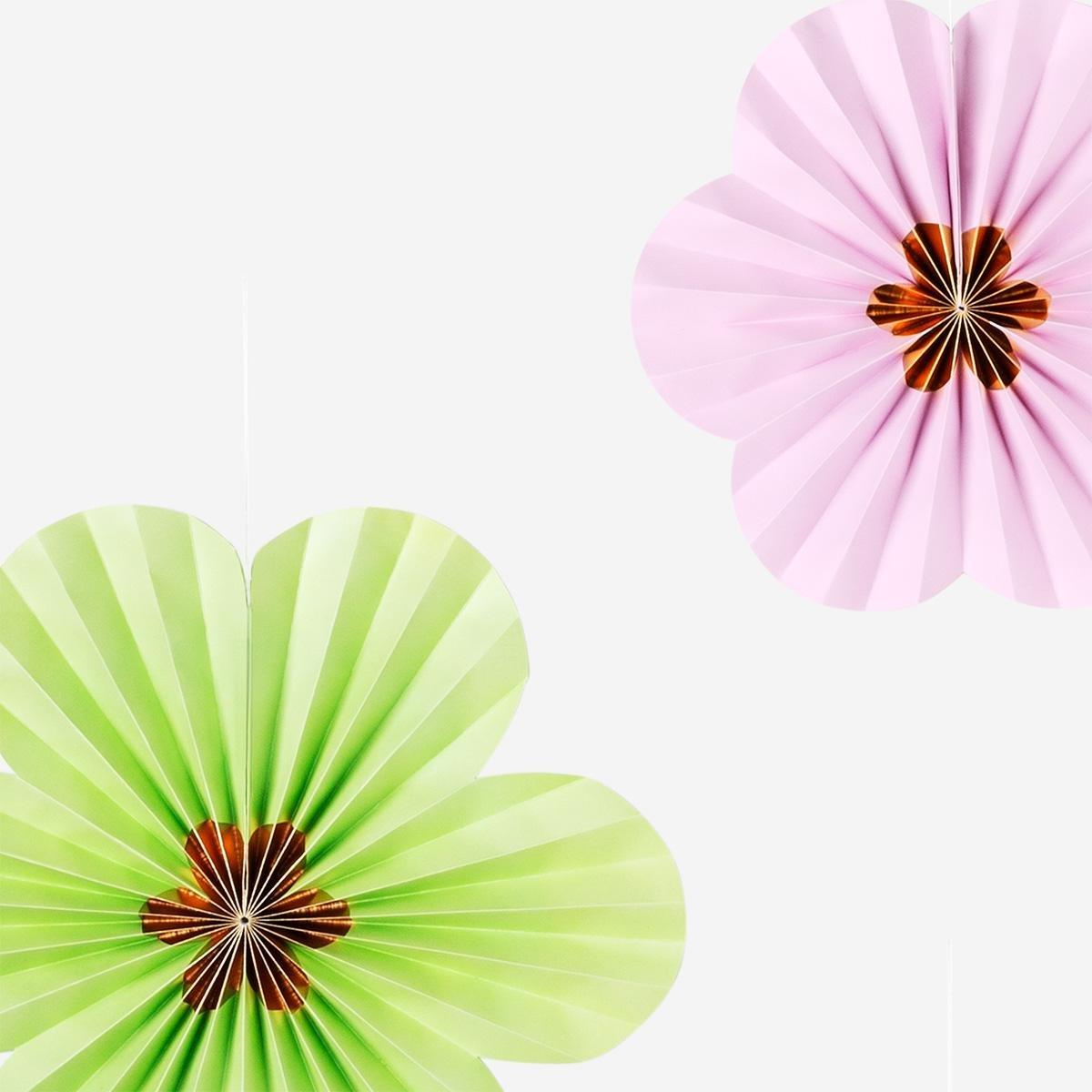 Multicolour Flower Paper Decorations - 3 Pcs