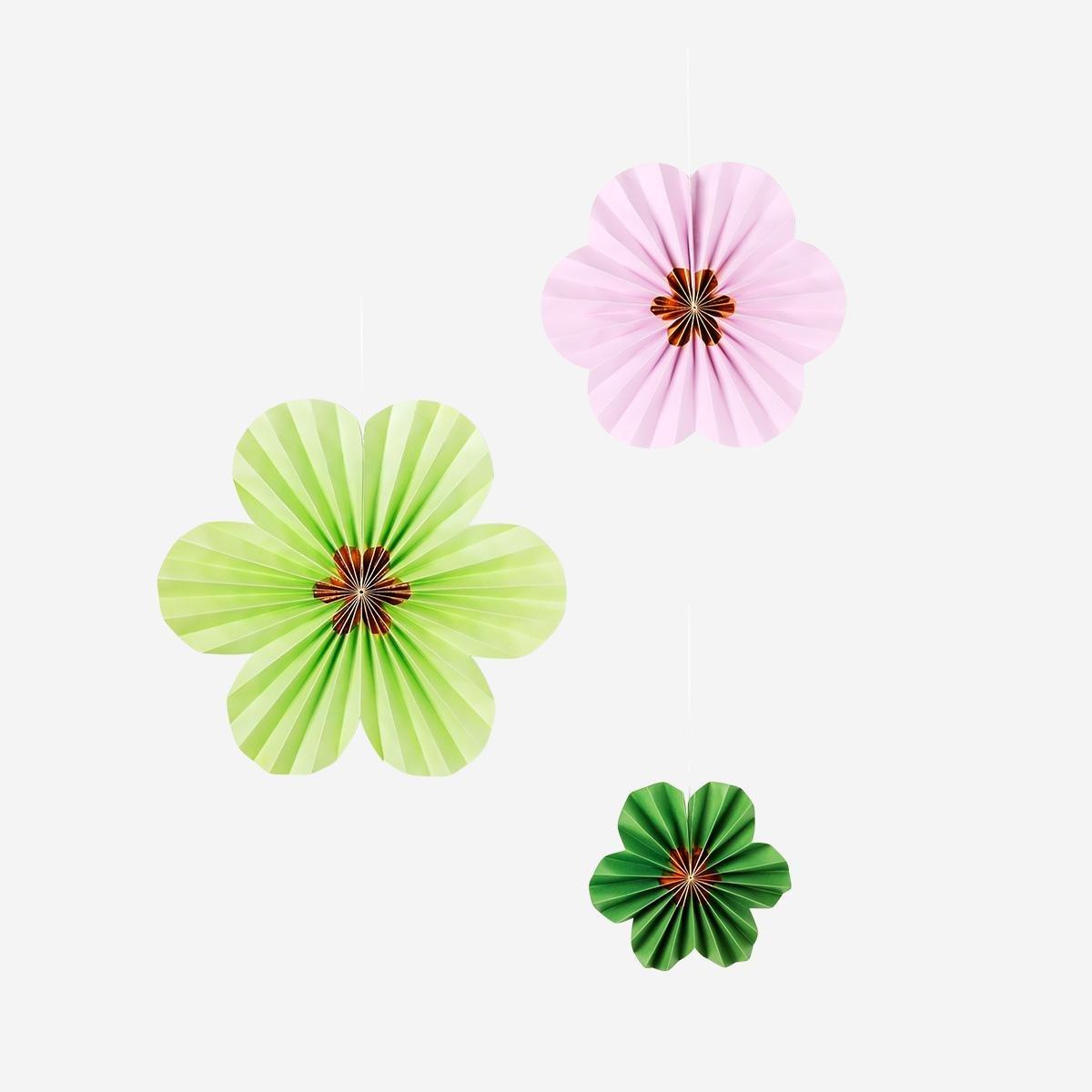 Multicolour Flower Paper Decorations - 3 Pcs