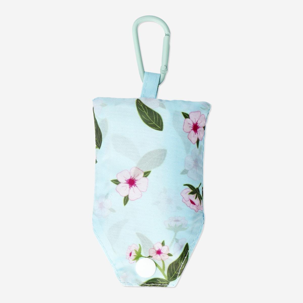 Blue Foldable Bag With Cherry Blossoms