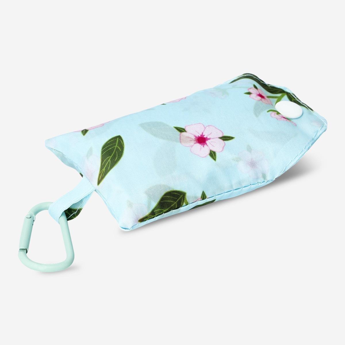 Blue Foldable Bag With Cherry Blossoms