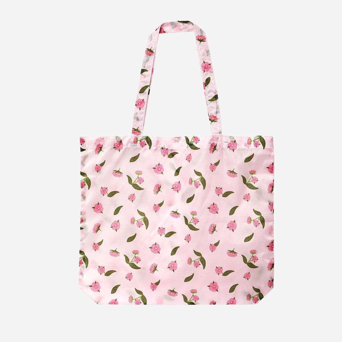 Pink Foldable Bag With Cherry Blossoms