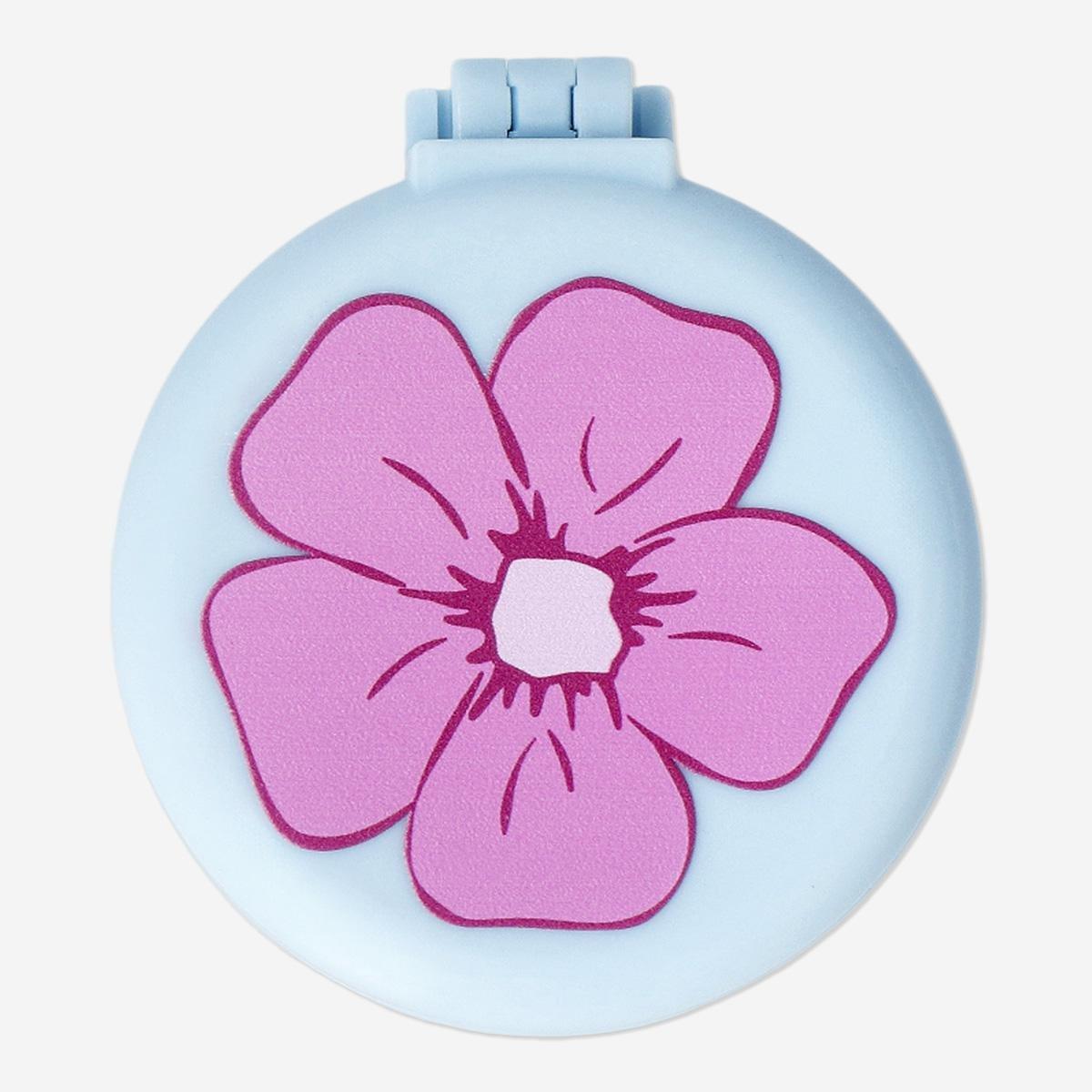 Multicolour Floral Foldable Hairbrush With Mirror