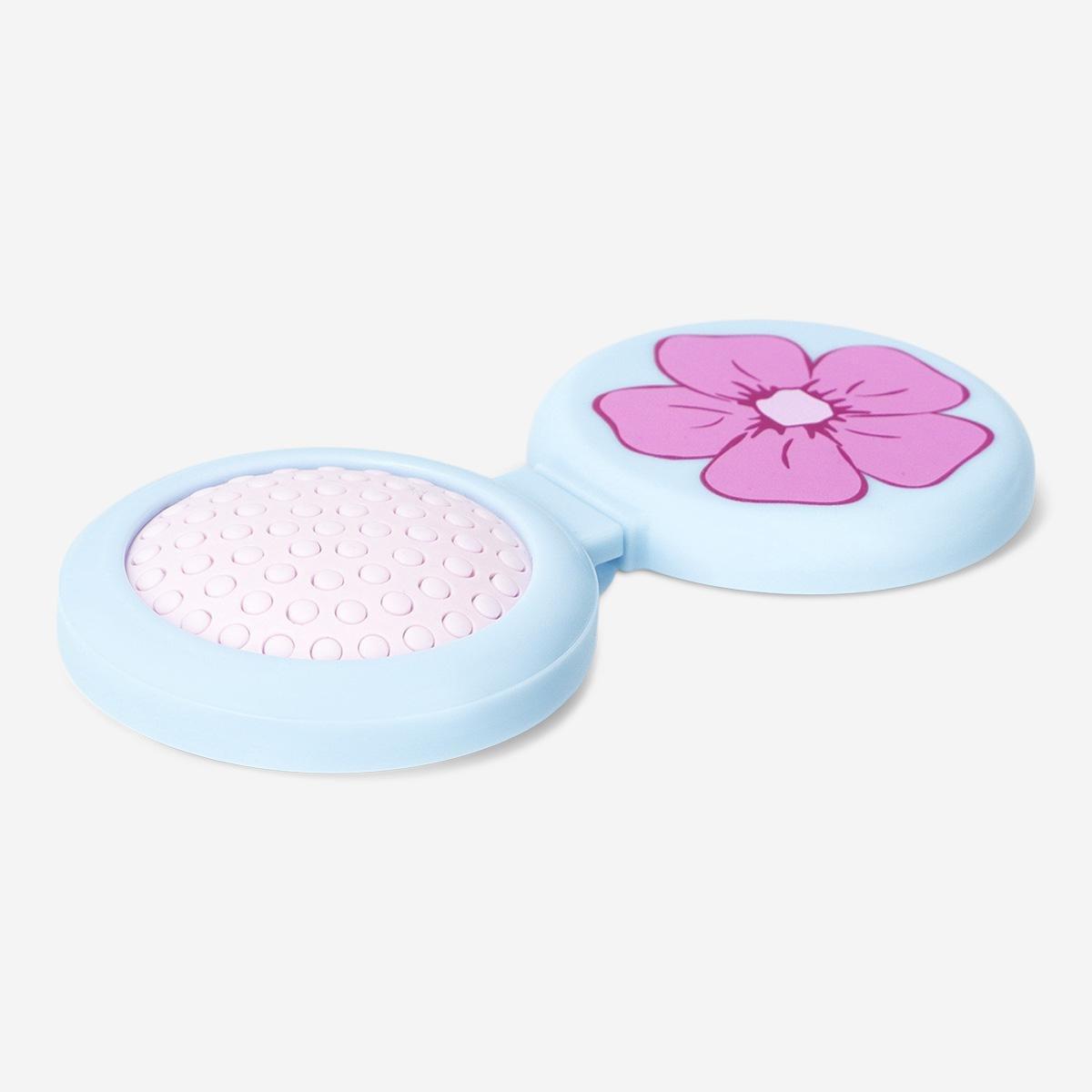 Multicolour Floral Foldable Hairbrush With Mirror