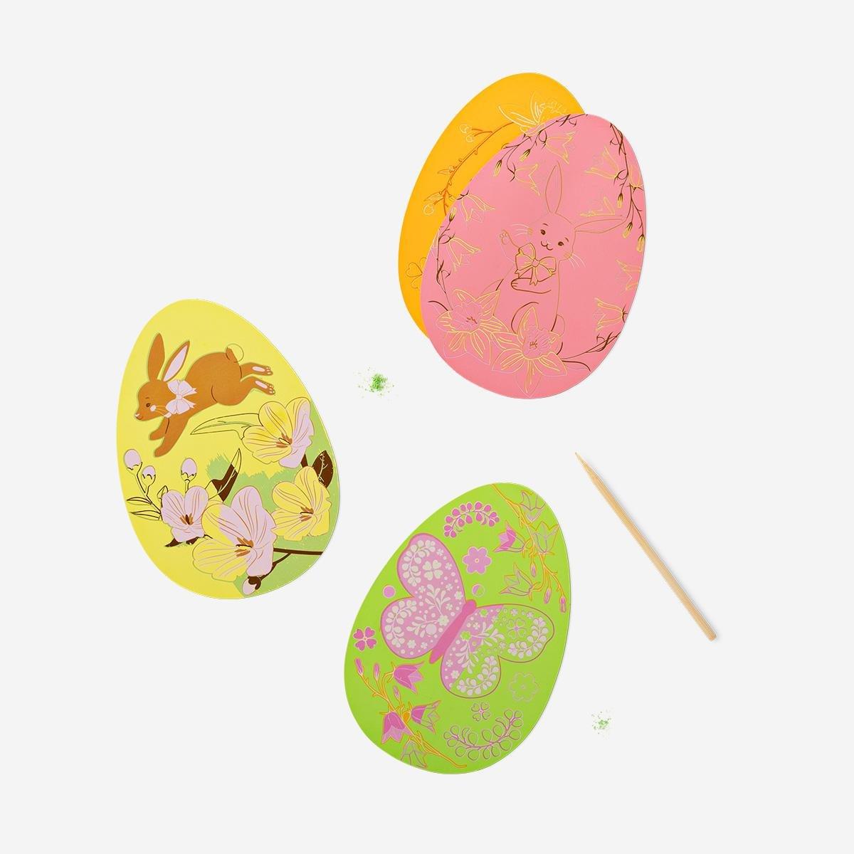 Multicolour Easter Egg Scratch Pictures - 5 Pcs