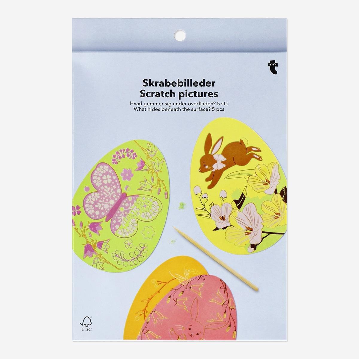 Multicolour Easter Egg Scratch Pictures - 5 Pcs