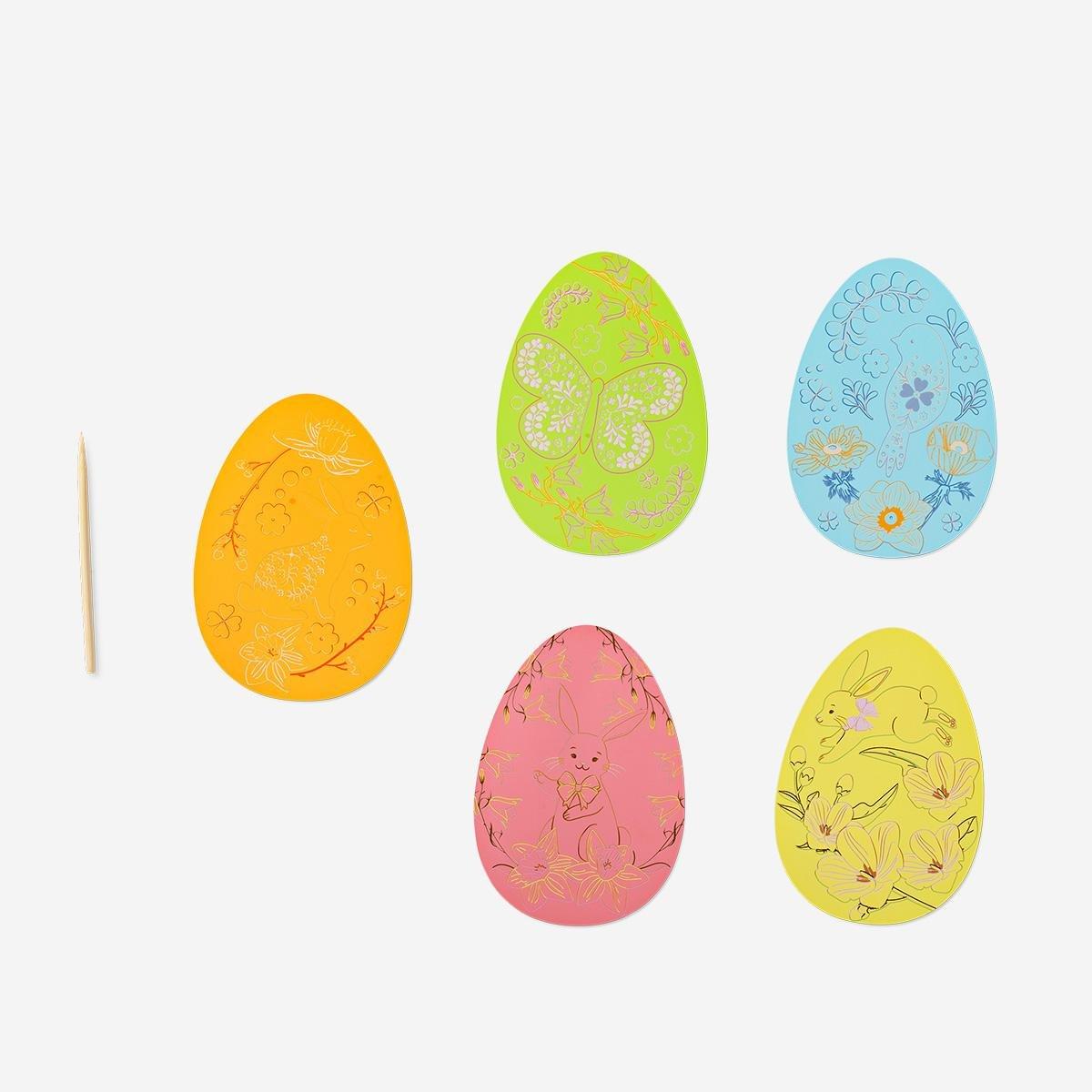 Multicolour Easter Egg Scratch Pictures - 5 Pcs