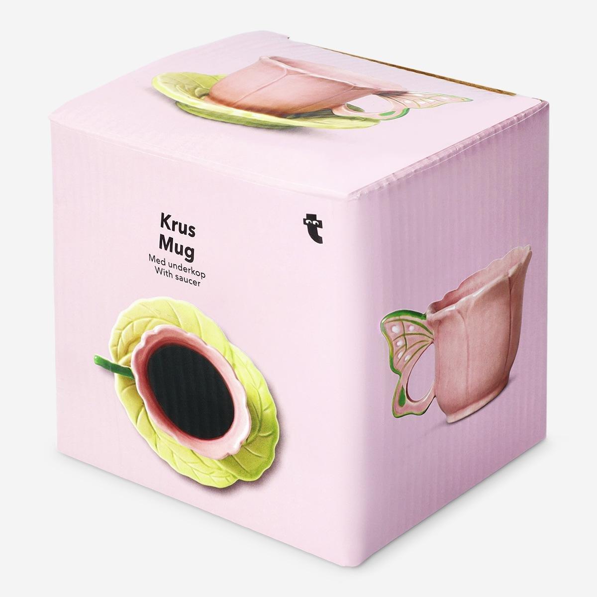 Multicolour Butterfly Mug With Saucer - 110 Ml