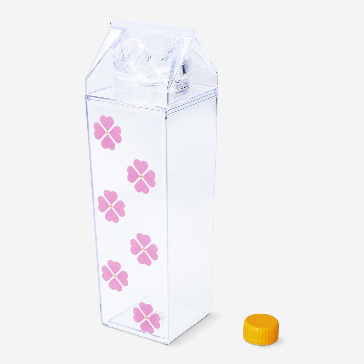 Pink Milk Carton Shaped Drinking Bottle - 500 Ml