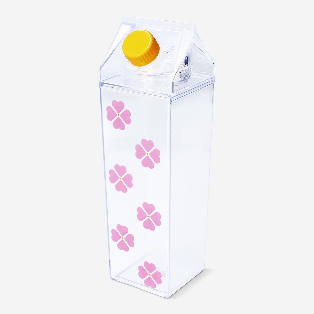 Pink Milk Carton Shaped Drinking Bottle - 500 Ml