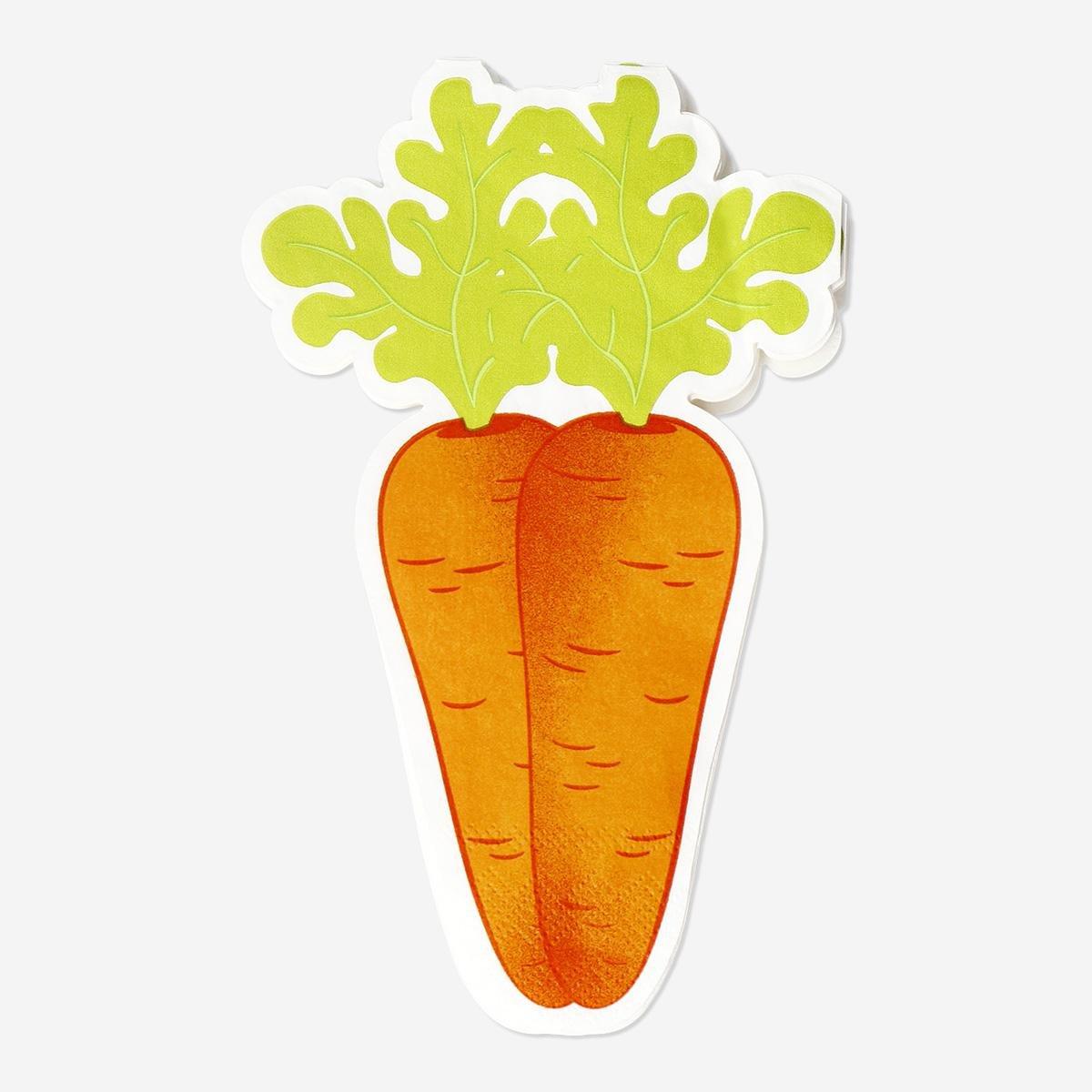 Orange Carrot Shaped Napkins - 16 Pcs