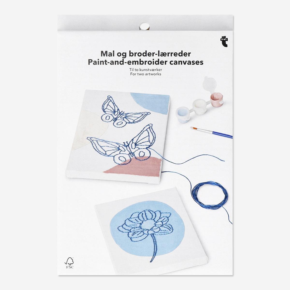 Pink Paint And Embroider Canvas Kit - 2 Pcs