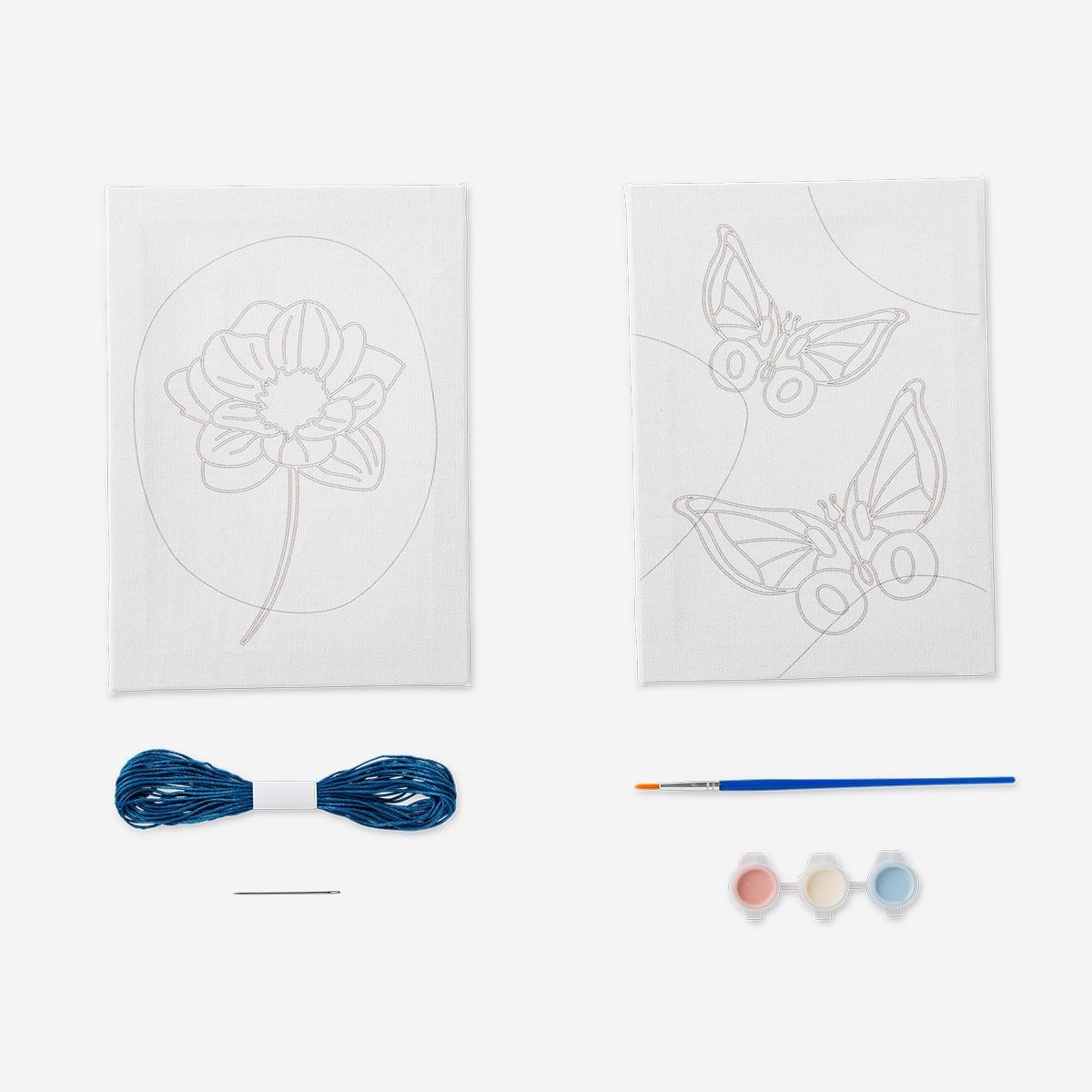 Pink Paint And Embroider Canvas Kit - 2 Pcs