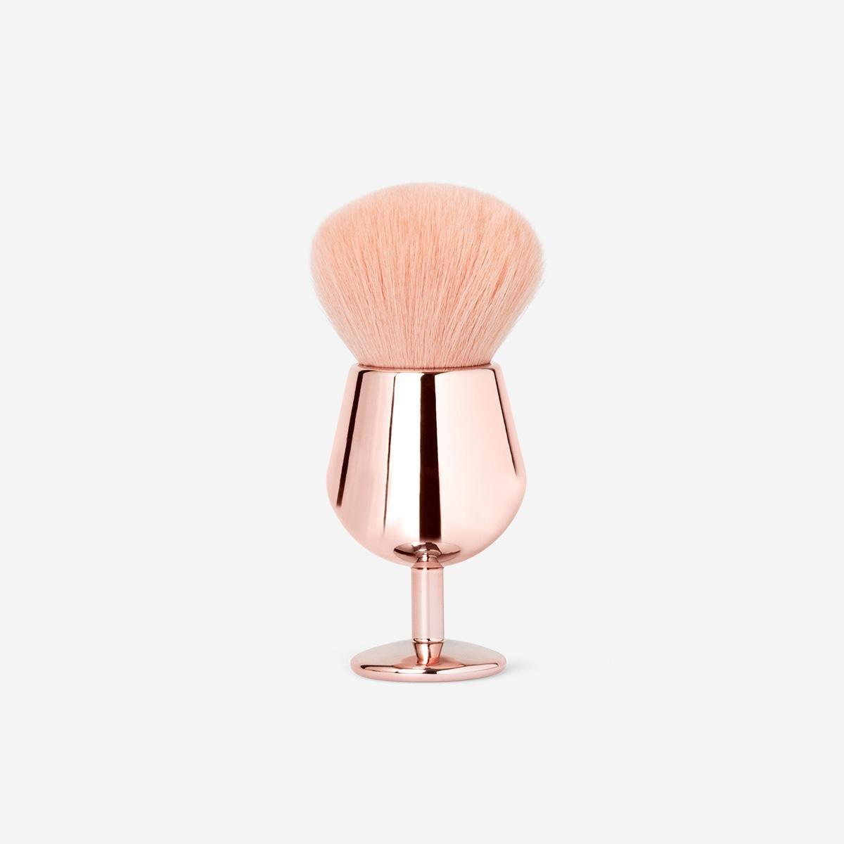 Pink Wine Glass Shaped Powder Brush