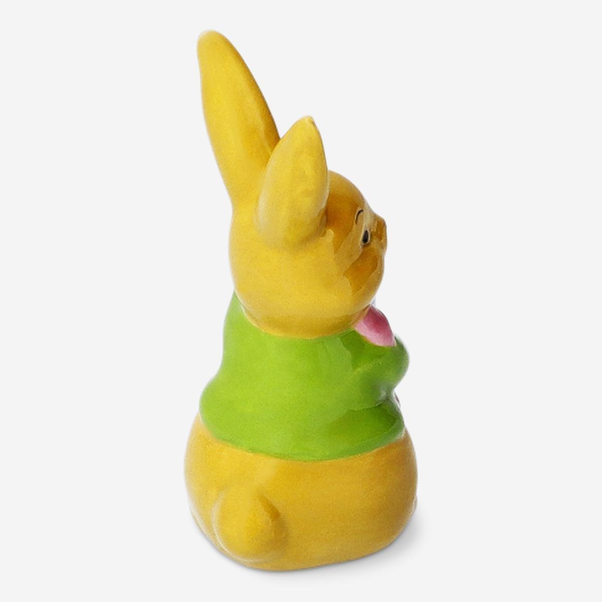 Brown Decorative Ceramic Rabbit With Easter Egg - Small