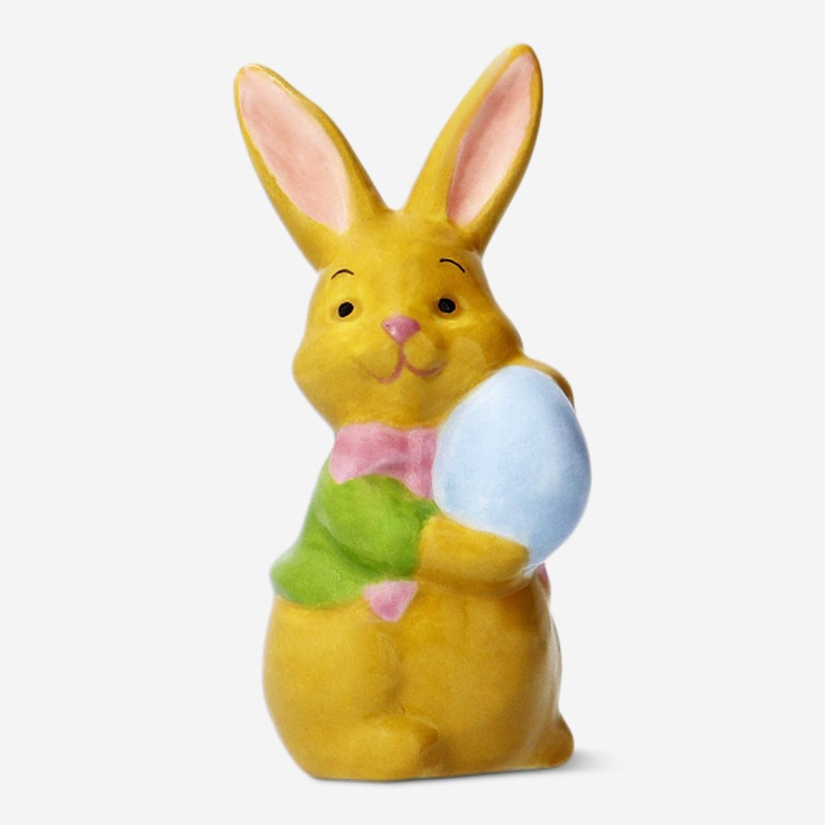 Brown Decorative Ceramic Rabbit With Easter Egg - Small