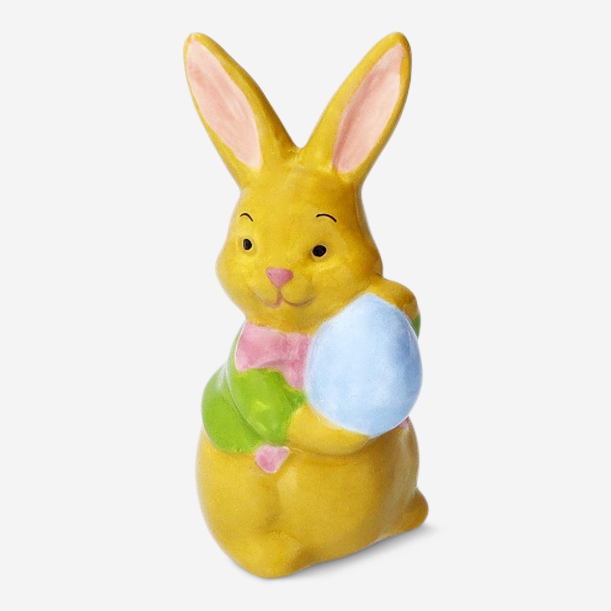Brown Decorative Ceramic Rabbit With Easter Egg - Small