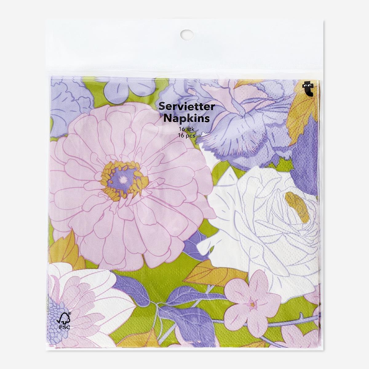 Multicolour Floral Napkins - 16 Pcs
