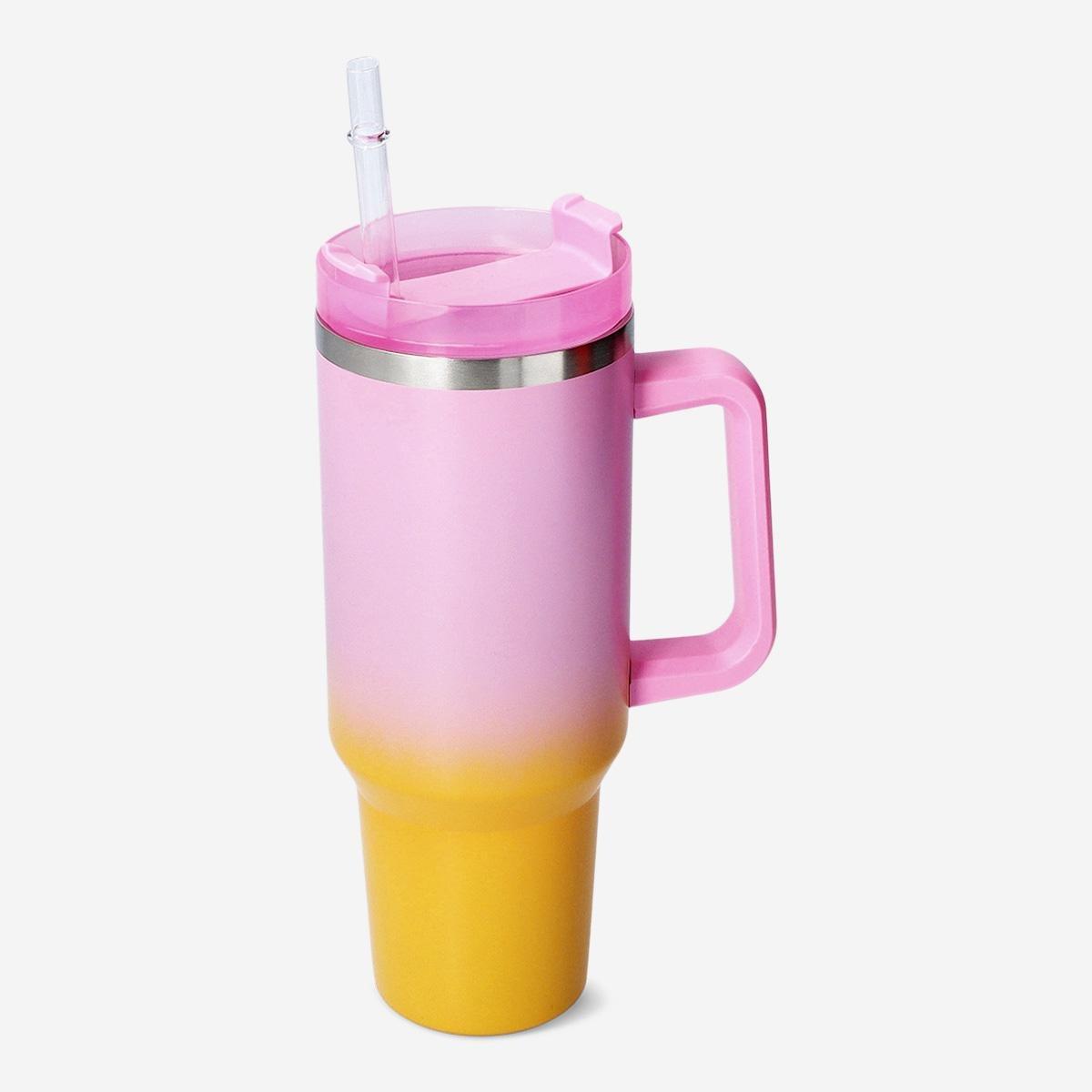 Pink Tumbler With Lid And Straw