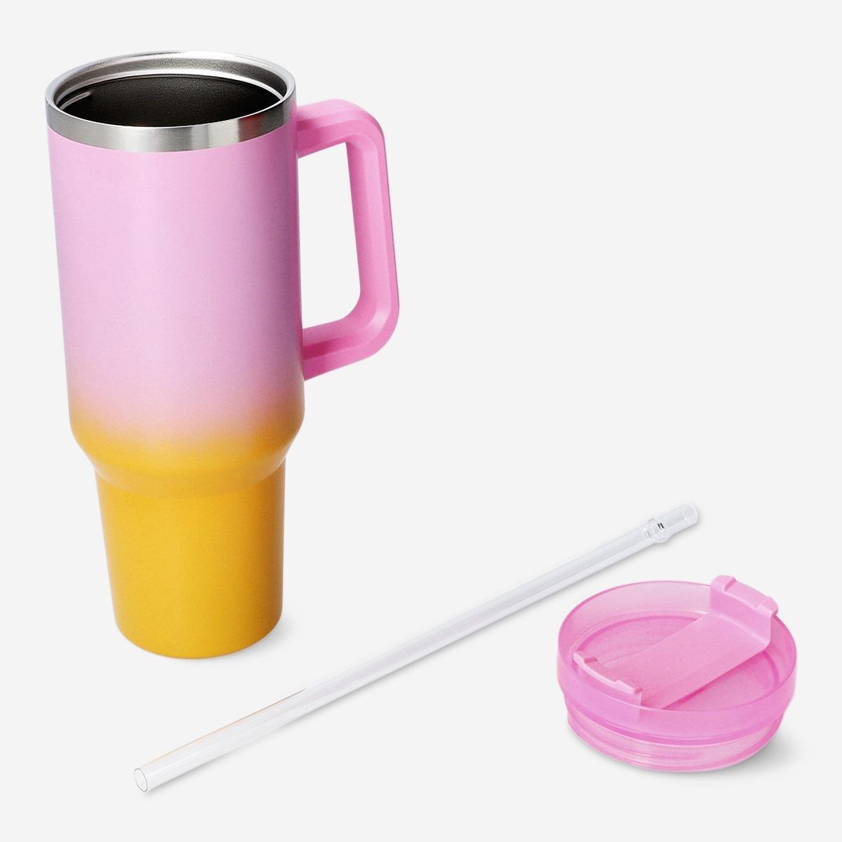Pink Tumbler With Lid And Straw