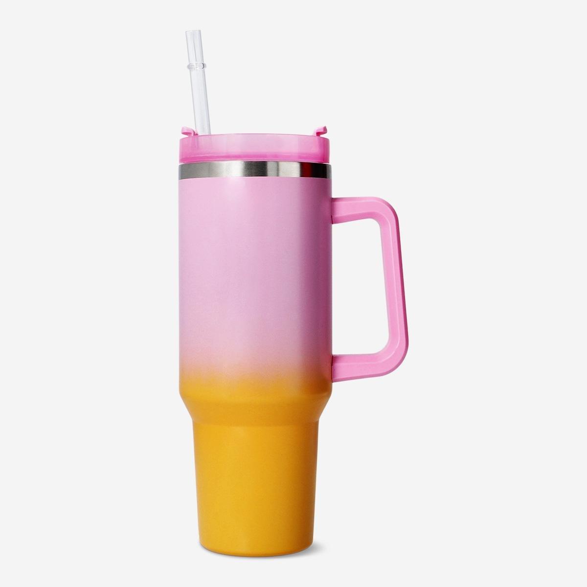 Pink Tumbler With Lid And Straw