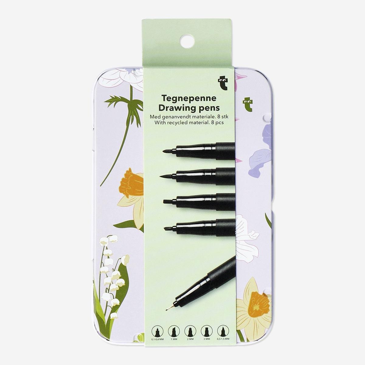 Black Drawing Pens - 8 Pcs