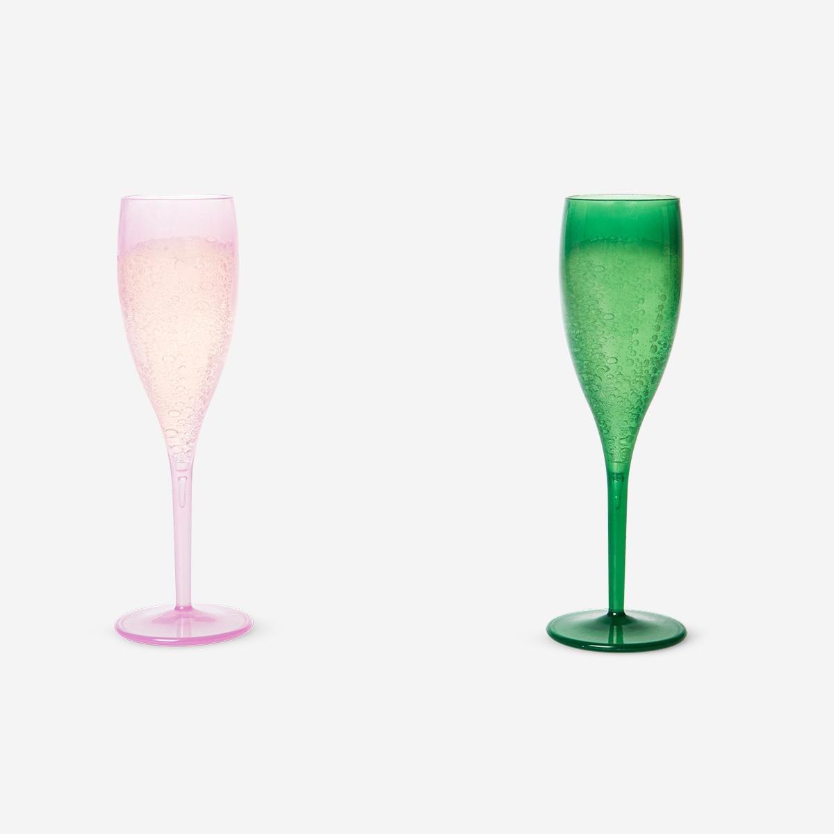 Multicolour Reusable Colourful Champagne Flutes - 2 Pcs