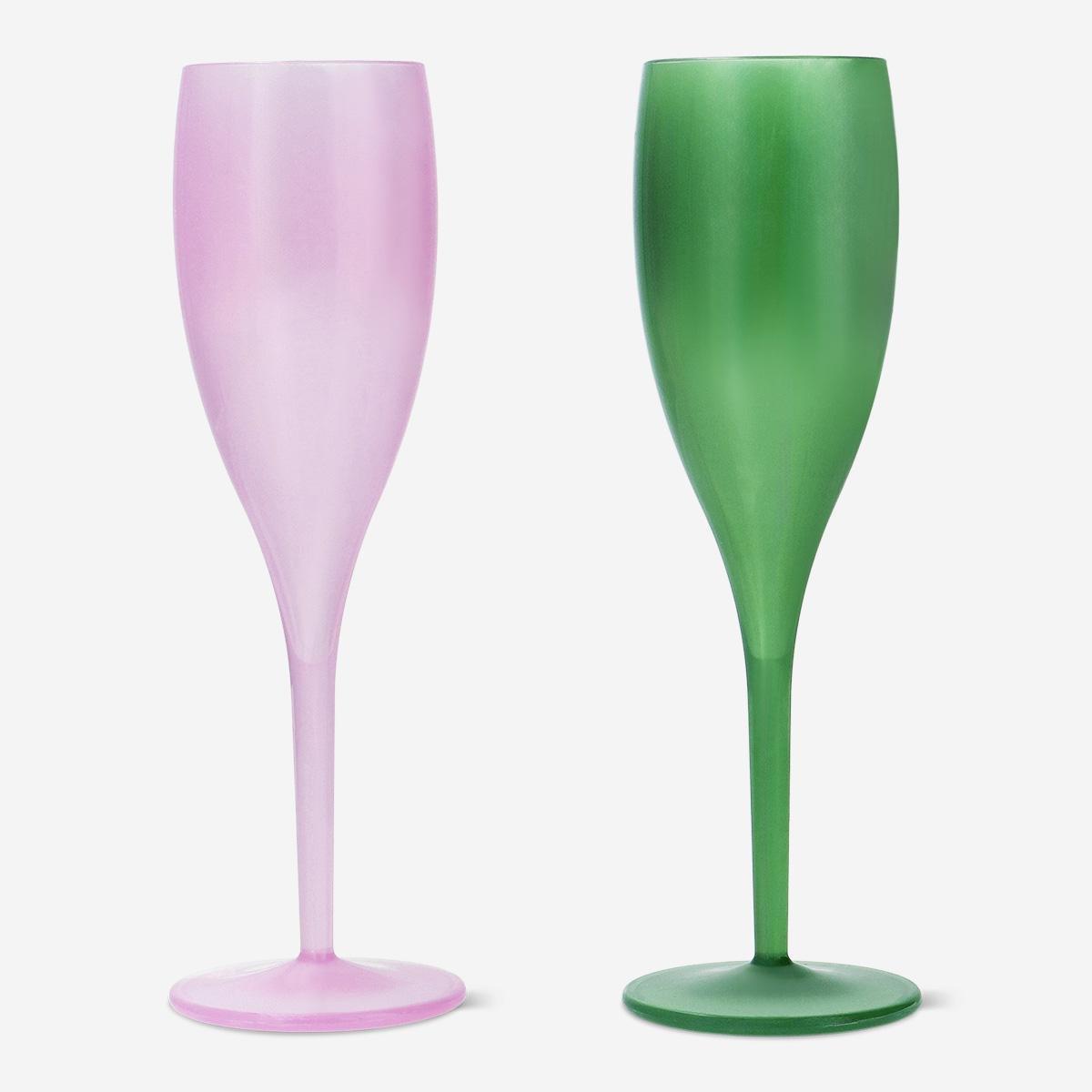 Multicolour Reusable Colourful Champagne Flutes - 2 Pcs