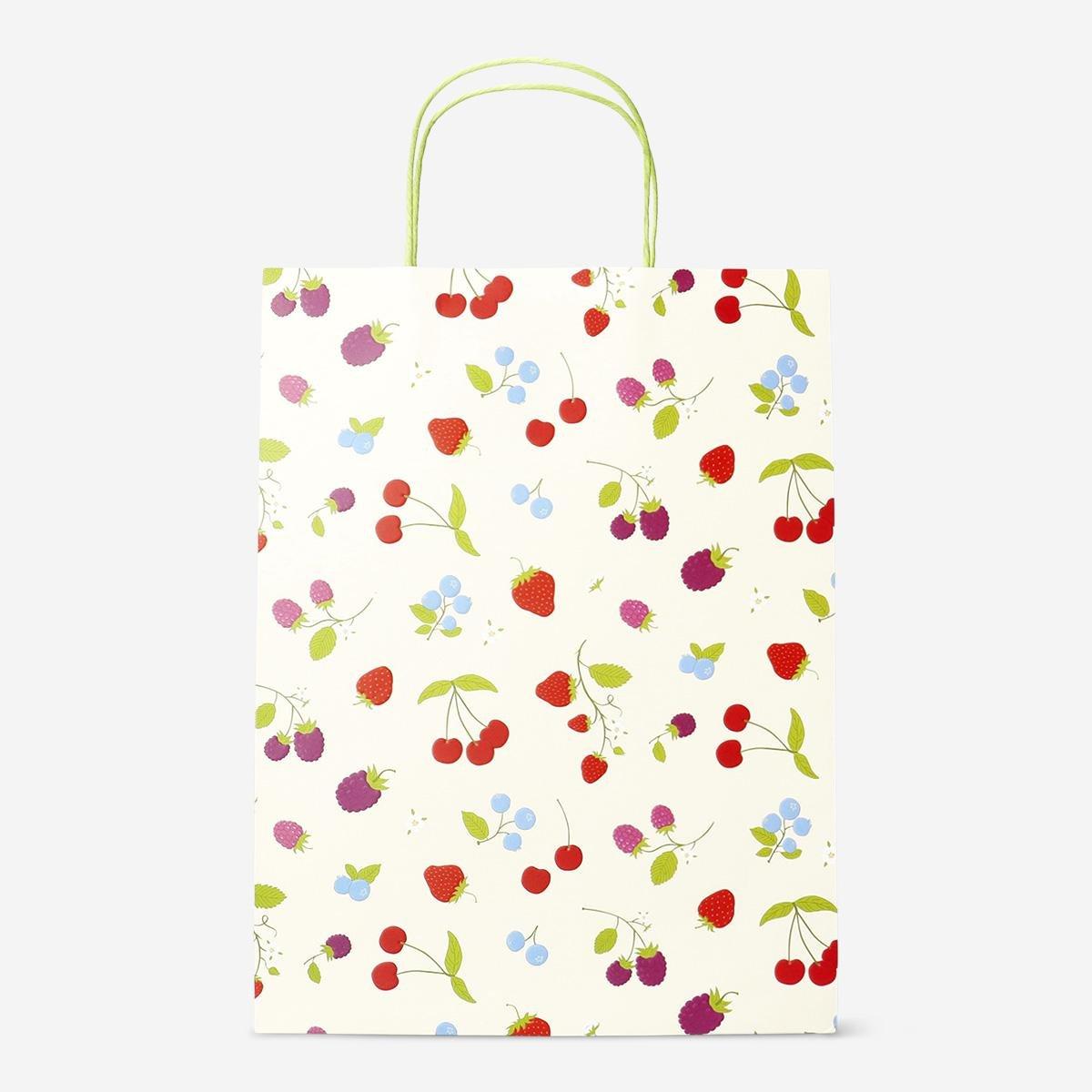 Multicolour Gift Bag With Berry Print